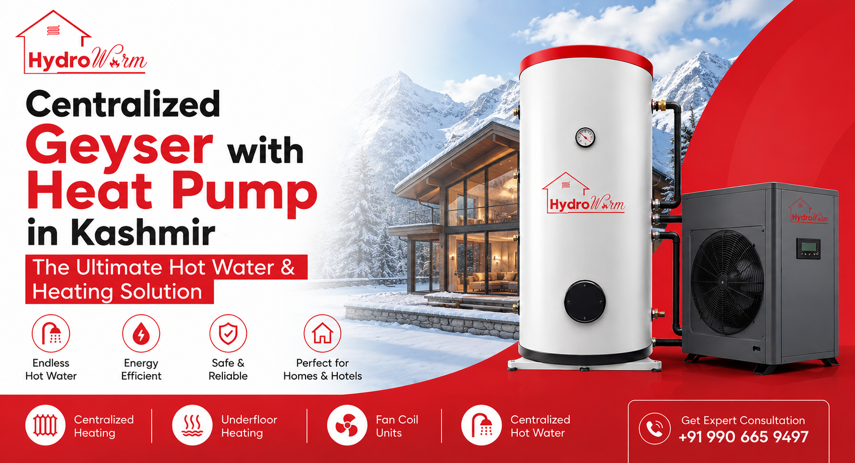 Centralized Geyser with Heat Pump in Kashmir – Hydrowarm Hot Water System